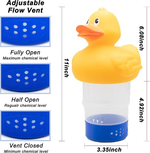 WWD POOL Pool Chlorine Floater, Floating Pool Chlorine Dispenser (Duck), Fits 1 - Picture 6 of 6