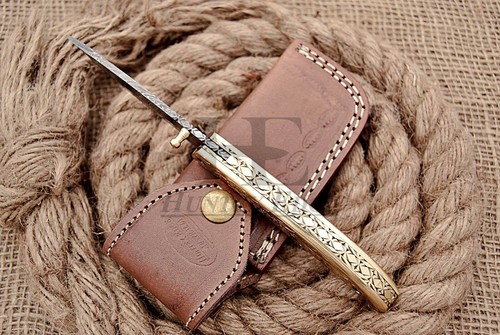 HUNTEX Custom Handmade Damascus 110 mm Long Hunting Folding Pocket Sticker Knife - Picture 3 of 7