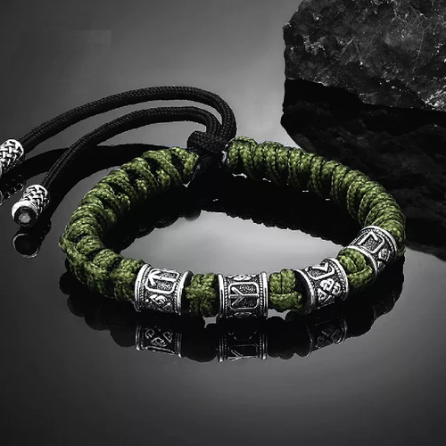 Mens Norse Runes Beaded Bracelet | Mens Viking Braided Paracord Bracelet | - Picture 25 of 26
