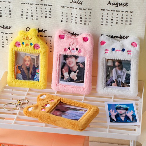 Plush Photocard Holder Idol Photo Case ID Card Cover Keychain Bag Pendant ❶ - Picture 10 of 17