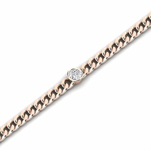 0.65ct Bezel Set Round Cut VS1-GH GIA Certified Lab Grown Diamond Chain Bracelet - Picture 4 of 9