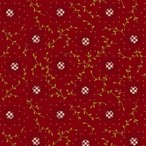 Garnets and Gingham Starburst Garnet by Kim Diehl for Henry Glass Co. 1/2 Yard - Picture 1 of 1