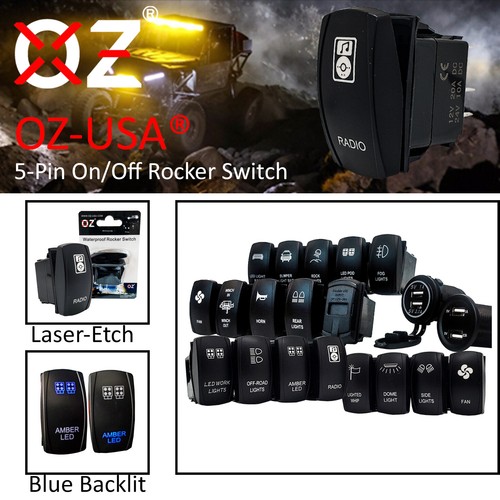 HORN On/Off Momentary Rocker Switch Blue LED 5-Pin UTV POLARIS RZR XP Can-Am RV - Bild 8 von 9