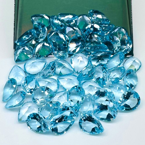 VVS 9 Stck. Natürlicher Himmelblautopas 9x7 mm Birnenschliff Top Qualität Lose Edelsteine Posten - Bild 6 von 9