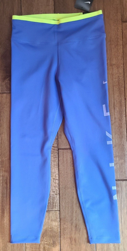 Nike Women Blue Training Crop Performance Leggings Mid-Rise NWT Dri-fit Sz Small