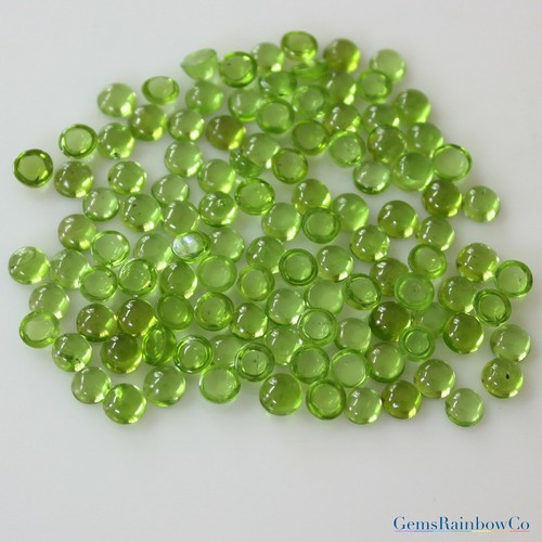 Natural Peridot Size 4mm and 5mm Round Cabochon Loose gemstone A Quality - Picture 5 of 8