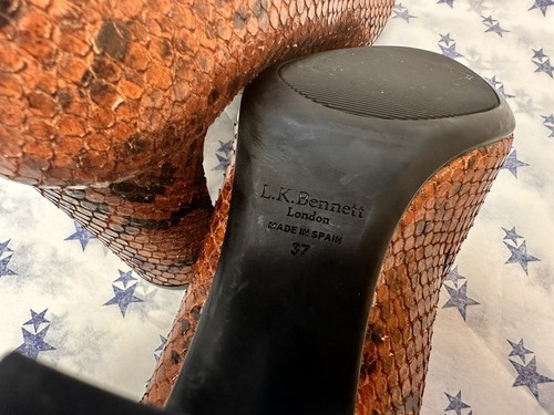 NEW! LK Bennett UK4 brown-mix natural snake print leather Winola court shoes - Picture 11 of 14