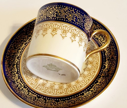 VINTAGE AYNSLEY COBALT GOLD 7300 DEMITASSE CUP AND SAUCER Very rare ANSLEY - Picture 2 of 7