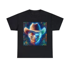 Unisex Adult T-Shirt Neon Cowboy Sci-Fi Weird Abstract Art Streetwear Obscure