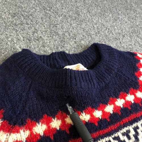 Alan Paine Sweater Mens Medium 40 Blue Made England Vintage Fair Isle Wool - Picture 5 of 9