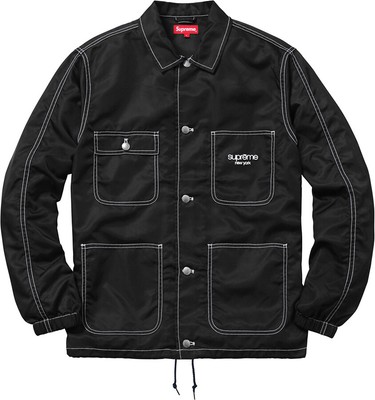 Supreme SS16 Nylon Chore Coat Button-Up SHIRT JACKET Trucker classic logo box L | eBay