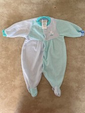 Alexis Vintage Baby One piece Outfit Blue/Green Sleeper Unisex Made in the USA
