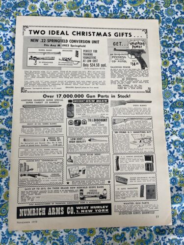 Vintage 1958 Numrich Arms Print Ad Christmas Firearms Ad Springfield Kit