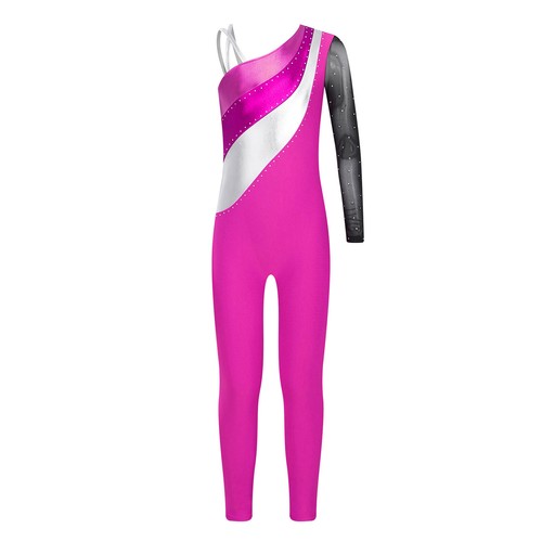 Loyan Girls Sparkly Long Sleeve Leotard Catsuit Full Length Bodysuit Jumpsuit - Picture 90 of 98