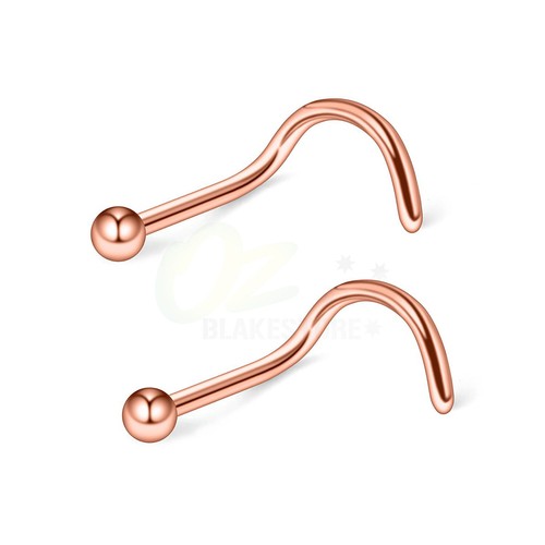 2PCS Nose Studs Ring Surgical Steel Curved Twister Screw Ball Piercing Jewellery - Picture 5 of 12