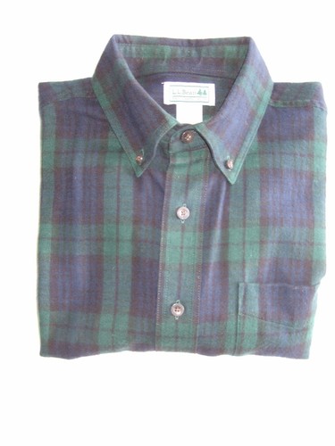 SALE LL Bean Black Watch Flannel Button Collar Shirt Medium - Picture 5 of 5
