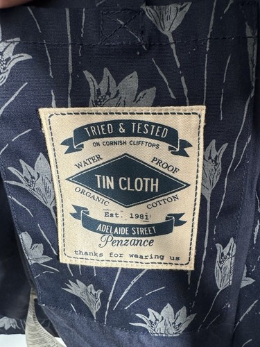 Seasalt Seaside Mac Blue Floral Organic Cotton Tin Cloth Raincoat Size 12 - Picture 7 of 8