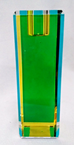 Lenox Crystal Kate Spade Jules Point Blue / Green Hue Candlestick 5 in Modern - Picture 7 of 24