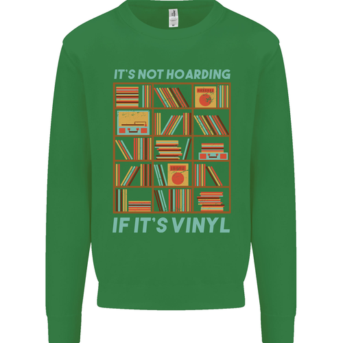 Its Not Hoarding Funny Vinyl Records Turntable Kids Sweatshirt Jumper - Picture 60 of 92