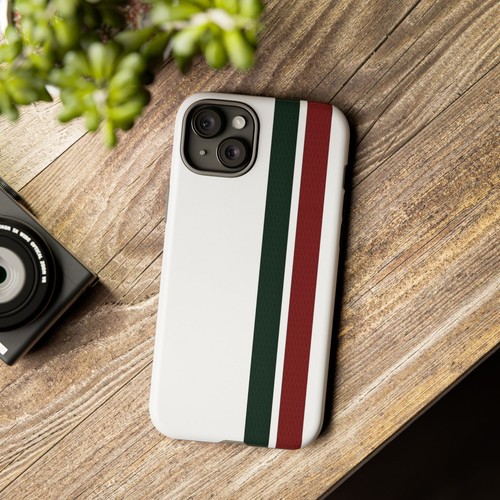 White Tough Case For iPhone 16, Red Green Stripes Design Glossy or Matte - Picture 57 of 270