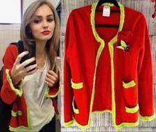 Chanel Vintage 2004 Red Cardigan Sweater 40 42 44 8 10 12 Jacket Coat Top L M