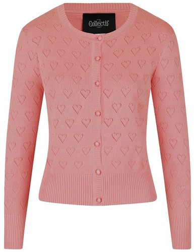 Collectif LEAH Vintage HEART LOCHMUSTER Langarm CARDIGAN Strickjacke Rockabilly - Bild 2 von 6