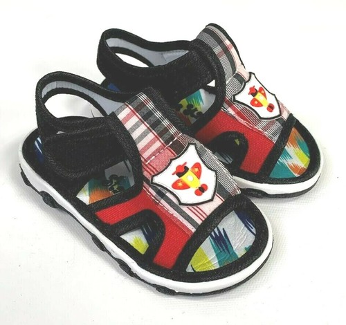 Little Star Baby Sandals Toddler Black Plaid Airplanes Toddler Size 6 NWB - Picture 1 of 7