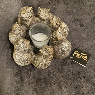 Windstone Editions Circle of 7 Cats Candle Holder Pena - Cat