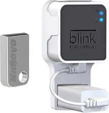 256GB USB Flash Drive & Outlet Wall Mount for Blink Sync Module 2 with Short Cab