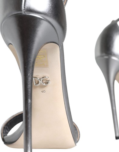 DOLCE & GABBANA Shoes Silver KEIRA Heels Ankle Strap Sandals EU40 /US9.5 1050usd - Picture 6 of 10