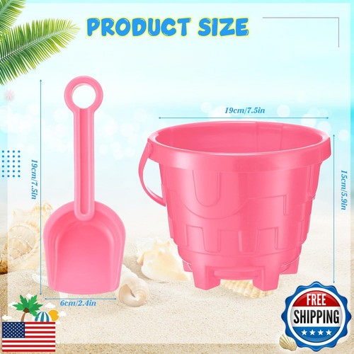 48 Pcs Sand Buckets Bulk for Kids Plastic Beach Buckets Sand Pail with Shovel - Picture 2 of 5