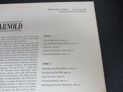 More Eddy Arnold Vinyl LP-Mono RCA Camden 1960 - Picture 4 of 9