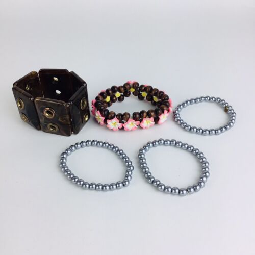 Lot Of 25 Bracelets Costume Jewelry Stretch Seed Bead Flower Braided Wood Spike - Picture 4 of 6