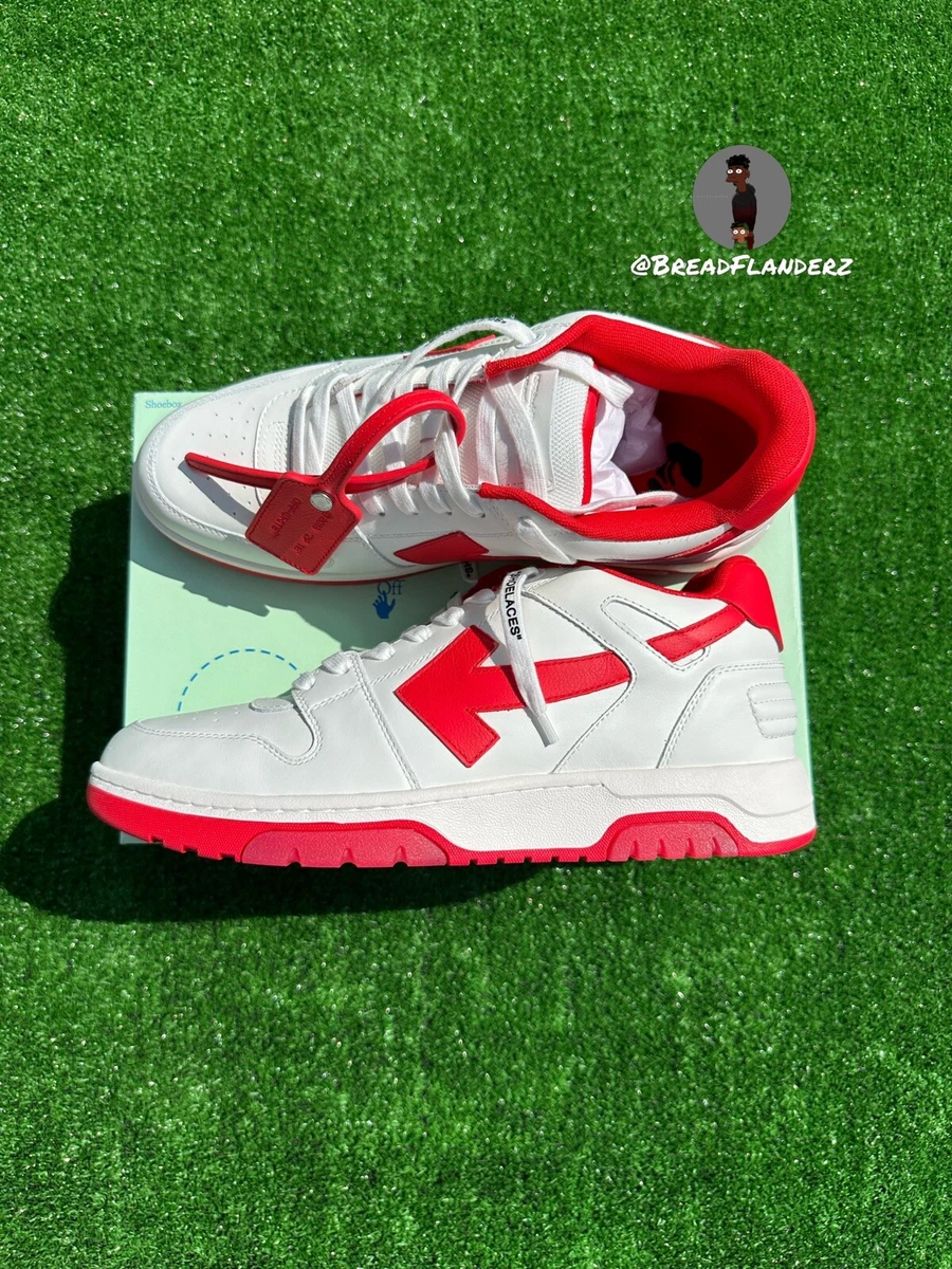 OFF-WHITE Out Of Office OOO Low Tops White Red