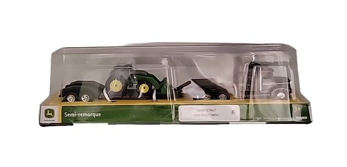 Tomy John Deere Black Hauler Semi with Trailer and one Green John Deere Tractor - Picture 12 of 16
