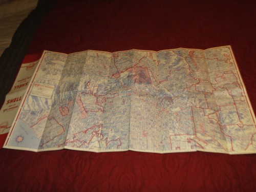1950's Vintage Shell GAS & OIL STREET/ROAD Map of Los Angeles D-10 - Bild 4 von 5