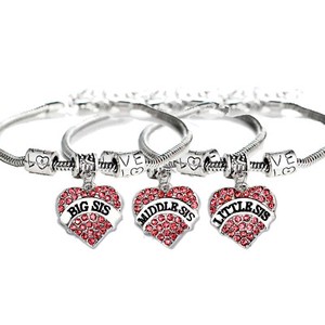 3 Sister Friendship Bracelets Crystal Heart Pendant Jewelry Sis Bff Image Is Loading 3 Sister Friendship Bracelets Crystal Heart Pendant Jewelry