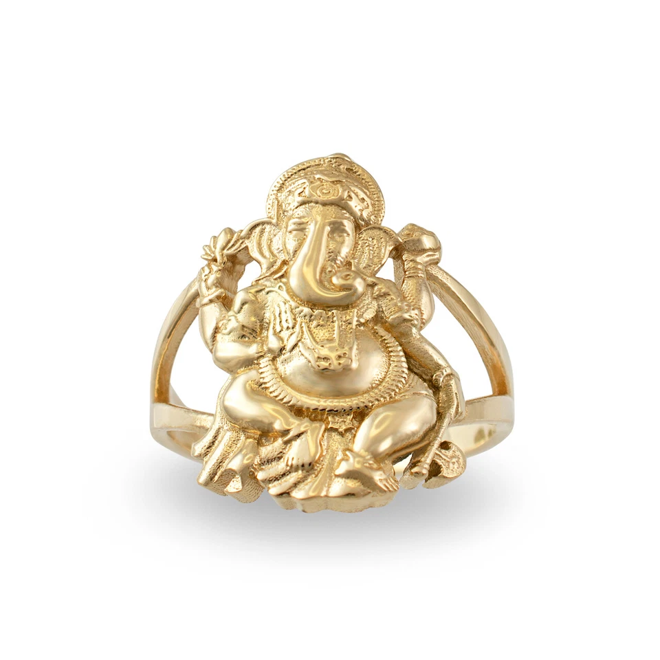 Anillo de yoga Ganesh de oro amarillo de 10 quilates con dios elefante Foto 2 de 4
