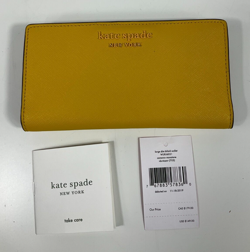 Kate Spade NY Taschentasche aus Steinbruch gelb Cameron montone, doppelfach faltbar L-Reißverschluss & große Geldbörse - Bild 11 von 15