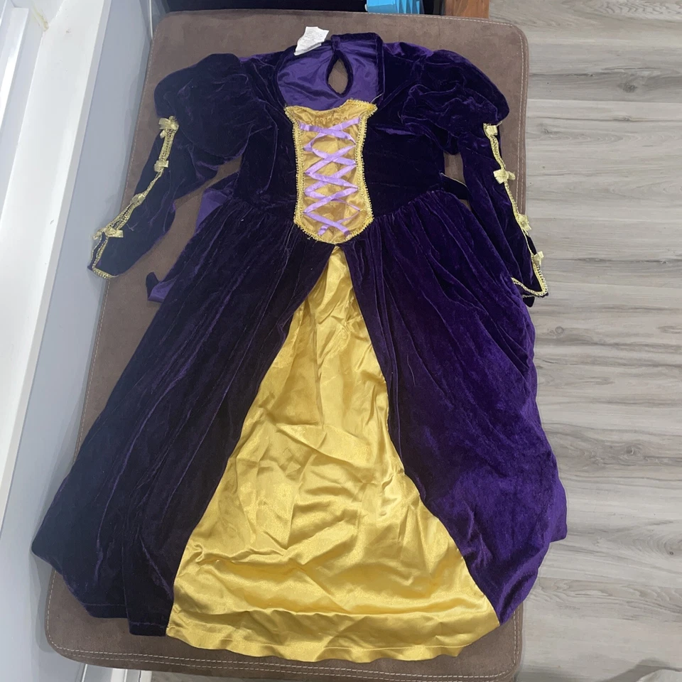 Renaissance Queen Child Size 8-10 Pretty Purple & Gold Dress Up Costume Dress - Image 2 of 4