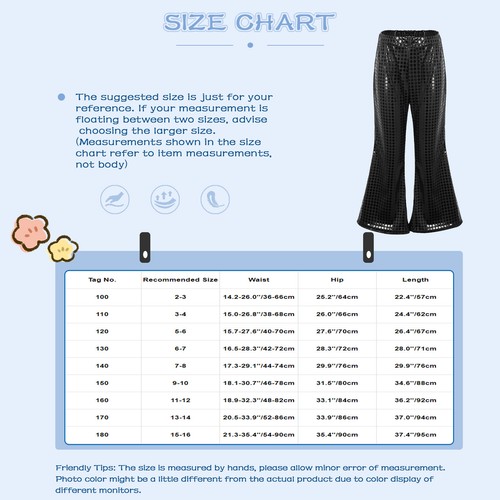 Pantalones acampanados de lentejuelas brillantes de cintura elástica para niños niñas - Imagen 85 de 97