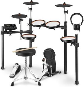 Donner DED-70 Upgrade Electric Drum Set 4 Quiet Mesh Pads 2 Switch Pedals Solid