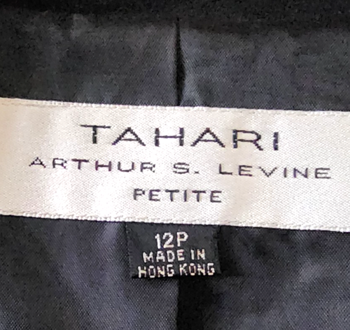 NWT TAHARI ALS WOMEN'S BLACK/CHARCOAL 2PC PANT SUIT SIZE 12P/12 - Picture 2 of 8