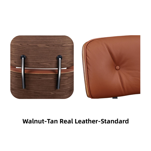 Premium EAMS Lounge Chair and Ottoman Genuine Leather Armchair with Footstool - Picture 11 of 56