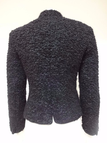 ARMANI COLLEZIONI BLACK BOUCLE PRESS BUTTON DOWN BLAZER JACKET 6 - Picture 3 of 4