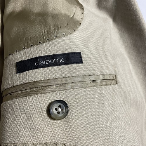 Claiborne Mens Lined Blazer Suit Jacket 2 Button Sport Coat TAN Size 42R - Picture 11 of 12