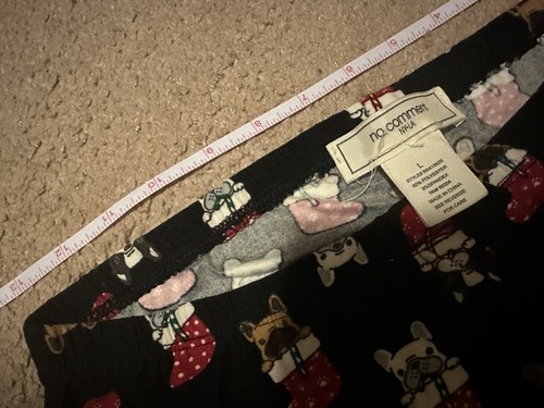 Girls Teen Sz L Bull Dog Christmas Stocking Print Leggings PJ Pug French Bulldog - Picture 6 of 10