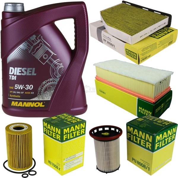 MANN-FILTER Inspektionspaket Mannol 5L Diesel Tdi 5W-30 FüR Vw Passat Variant-image