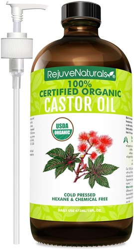 Castor Oil (16oz Glass Bottle) USDA Certified Organic, 100% Pure - Picture 1 of 3