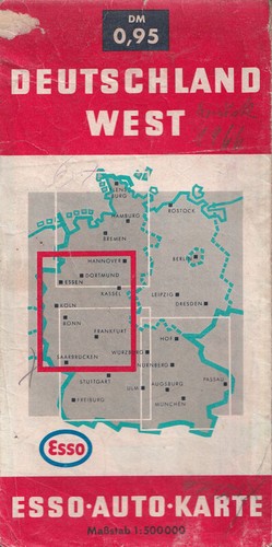Esso Alemania Hoja Oeste Mapa de carreteras Mapa Coche Viaje 1966 Vintage RARO - Imagen 1 de 6